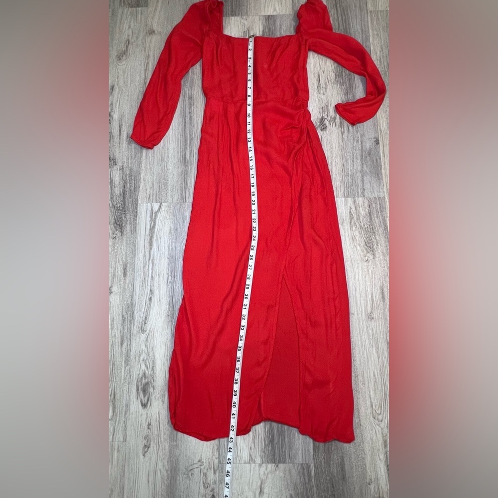ReformationOrange/Red Long Sleeve Asymmetric Midi Dress Size 2 - Picture 11 of 14